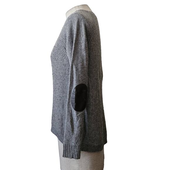J Crew Merino Wool Blend Grey Sweater with Elbow Patches Size Small - Picture 5 of 7